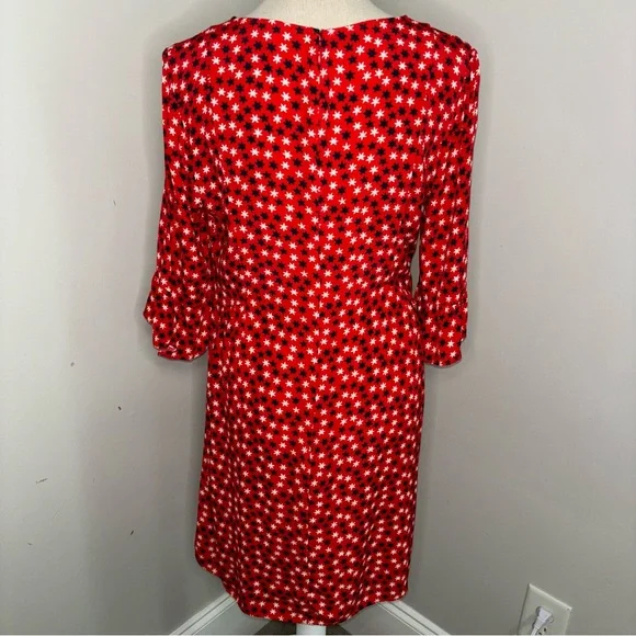 Boden red white & blue stars dress viscose POCKETS 3/4 sleeve shift size 8 8R - Picture 9 of 13